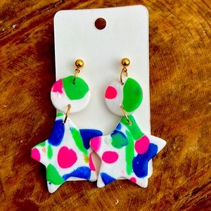 Wonky star clay earrings , lightweight, hypoallergenic